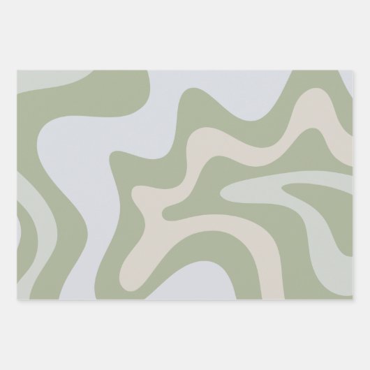 Trippy Retro Sage Green Wirbel Abstraktes Muster Geschenkpapier Set (Vorderseite 2)
