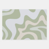 Trippy Retro Sage Green Wirbel Abstraktes Muster Geschenkpapier Set (Vorderseite)