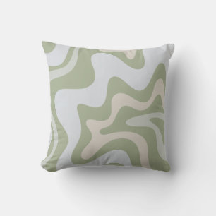 Trippy Retro Sage Green Wirbel Abstraktes Muster Kissen