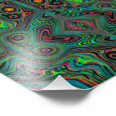 Trippy Retro Schwarz und Lime Green Abstraktes Mus Fotodruck (Ecke)