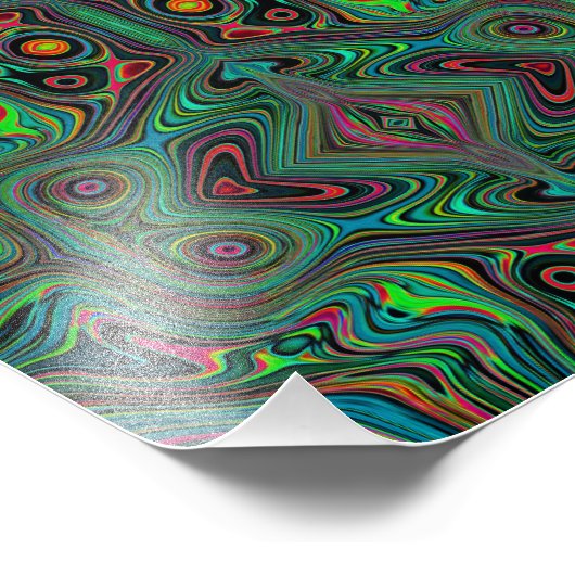 Trippy Retro Schwarz und Lime Green Abstraktes Mus Fotodruck (Ecke)
