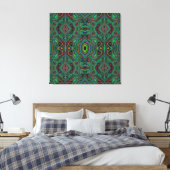 Trippy Retro Schwarz und Lime Green Abstraktes Mus Leinwanddruck (Insitu (Schlafzimmer))