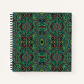 Trippy Retro Schwarz und Lime Green Abstraktes Mus Notizblock (Vorderseite)