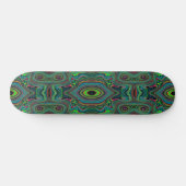 Trippy Retro Schwarz und Lime Green Abstraktes Mus Skateboard (Horizontal)