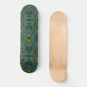 Trippy Retro Schwarz und Lime Green Abstraktes Mus Skateboard (Vorderseite)