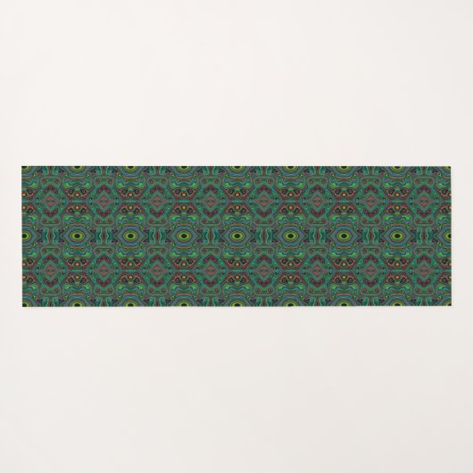 Trippy Retro Schwarz und Lime Green Abstraktes Mus Yogamatte (Rückseite (Horizontal))