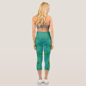 Trippy Retro Türkis Chartreuse Abstraktes Muster Capri Leggings (Rückseite)