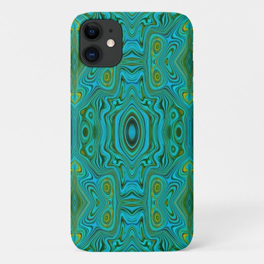 Trippy Retro Türkis Chartreuse Abstraktes Muster Case-Mate iPhone Hülle (Rückseite)