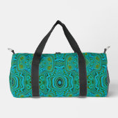 Trippy Retro Türkis Chartreuse Abstraktes Muster Duffle Bag (Vorderseite)
