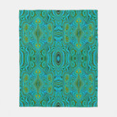 Trippy Retro Türkis Chartreuse Abstraktes Muster Fleecedecke (Vorderseite)