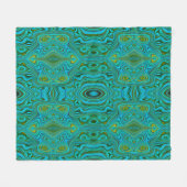 Trippy Retro Türkis Chartreuse Abstraktes Muster Fleecedecke (Vorderseite (Horizontal))