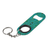 Trippy Retro Türkis Chartreuse Abstraktes Muster Mini Flaschenöffner (Vorderseite Schrägansicht)
