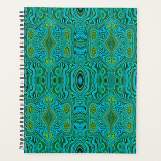Trippy Retro Türkis Chartreuse Abstraktes Muster Planer (Vorderseite)