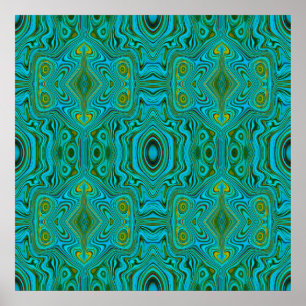Trippy Retro Türkis Chartreuse Abstraktes Muster Poster