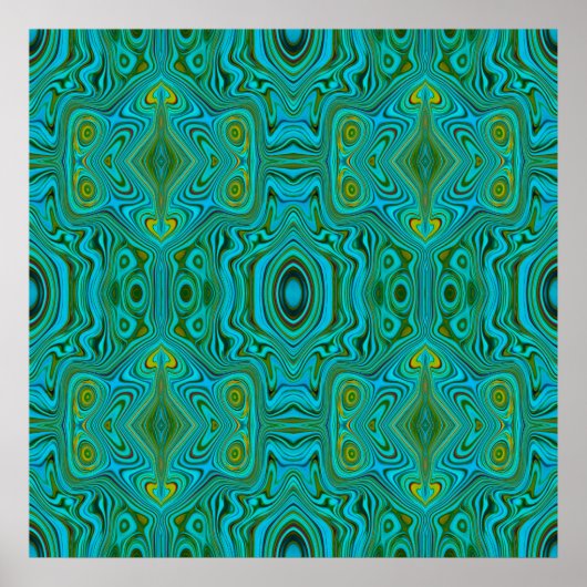 Trippy Retro Türkis Chartreuse Abstraktes Muster Poster (Vorne)