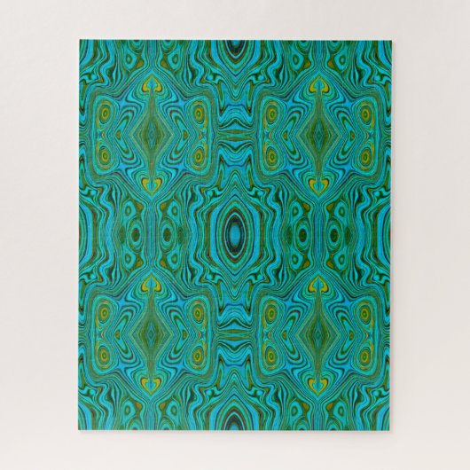 Trippy Retro Türkis Chartreuse Abstraktes Muster Puzzle (Vertikal)