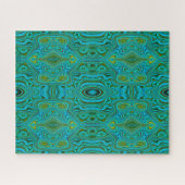 Trippy Retro Türkis Chartreuse Abstraktes Muster Puzzle (Horizontal)