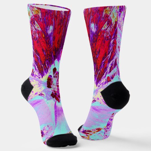 Trippy Retro Türkis Chartreuse Abstraktes Muster Socken (Gewinkelt)