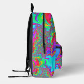 Trippy Retro Vibranntes Neon Rainbow Fraktal Art Bedruckter Rucksack (Links)