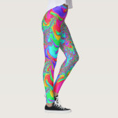 Trippy Retro Vibranntes Neon Rainbow Fraktal Art Leggings (Rechts)