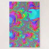 Trippy Retro Vibranntes Neon Rainbow Fraktal Art Puzzle (Vertikal)