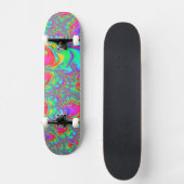 Trippy Retro Vibranntes Neon Rainbow Fraktal Art Skateboard (Vorderseite)