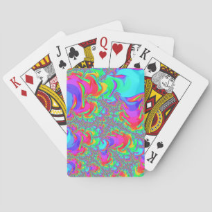 Trippy Retro Vibrante Neon Regenbogen Fraktal Kuns Spielkarten