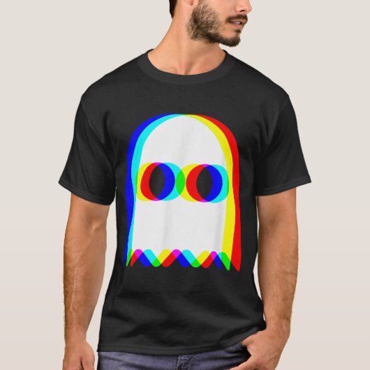 Trippy RGB Ghost Vaporwave Halloween Shirt (Vorderseite)