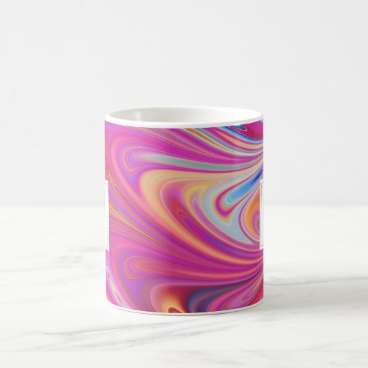 Trippy-Rosa- und Orange-Monogramm für Wirbles Desi Kaffeetasse (Mittel)