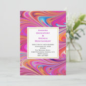 Trippy-Rosa- und Orange-Wirble Design-Hochzeit Einladung (Stehend Vorderseite)