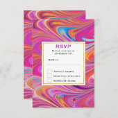 Trippy-Rosa- und Orange-Wirble Design-Hochzeit RSVP Karte (Vorne/Hinten)