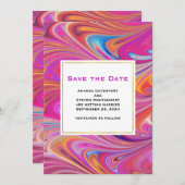 Trippy-Rosa- und Orange-Wirble Design-Hochzeit Save The Date (Vorne/Hinten)