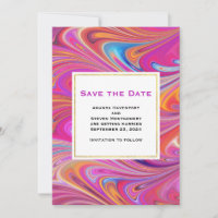 Trippy-Rosa- und Orange-Wirble Design-Hochzeit