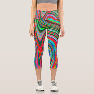 Trippy Rote, Grüne und Blaue Abstrakte Groovy Kuns Capri Leggings