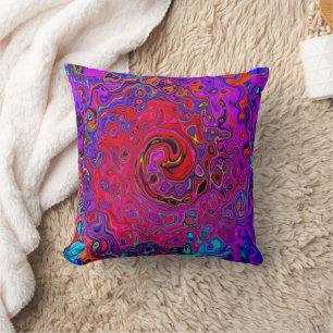 Trippy roter und violetter abstrakter Retro-Flüssi Kissen