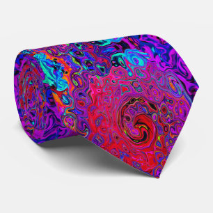 Trippy roter und violetter abstrakter Retro-Flüssi Krawatte