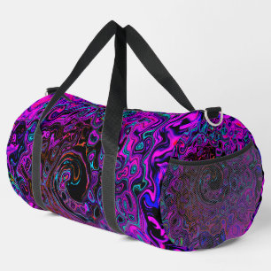 Trippy Schwarz und Magenta Retro Flüssigkeitswirbe Duffle Bag
