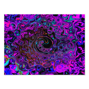 Trippy Schwarz und Magenta Retro Flüssigkeitswirbe Fotodruck