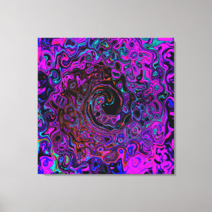 Trippy Schwarz und Magenta Retro Flüssigkeitswirbe Leinwanddruck