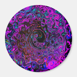 Trippy Schwarz und Magenta Retro Flüssigkeitswirbe Magnet