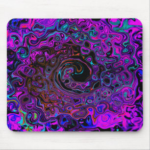 Trippy Schwarz und Magenta Retro Flüssigkeitswirbe Mousepad
