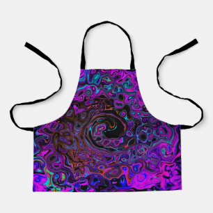 Trippy Schwarz und Magenta Retro Flüssigkeitswirbe Schürze