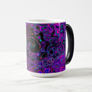 Trippy Schwarz und Magenta Retro Flüssigkeitswirbe Verwandlungstasse