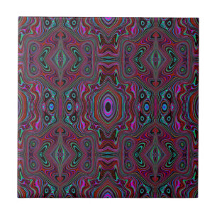 Trippy-Seegrasgrün und Magenta abstraktes Muster Fliese