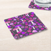 Trippy Sevenrooms Pilze pink, Lila und schwarz Rechteckiger Pappuntersetzer (angewinkelt)