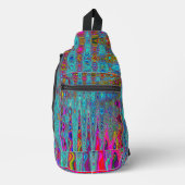 Trippy Sky Blue Abstrakt Retro AtomWaves Crossbody Bag (Vorderseite)