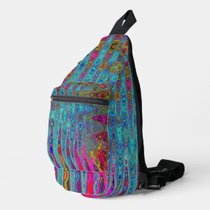 Trippy Sky Blue Abstrakt Retro AtomWaves Crossbody Bag