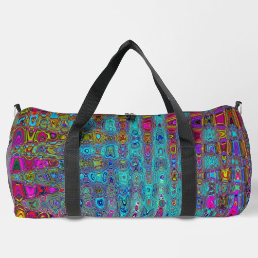 Trippy Sky Blue Abstrakt Retro AtomWaves Duffle Bag (Rückseite)