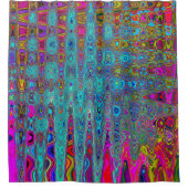 Trippy Sky Blue Abstrakt Retro AtomWaves Duschvorhang (Vorderseite)
