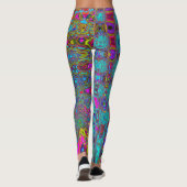 Trippy Sky Blue Abstrakt Retro AtomWaves Leggings (Rückseite)